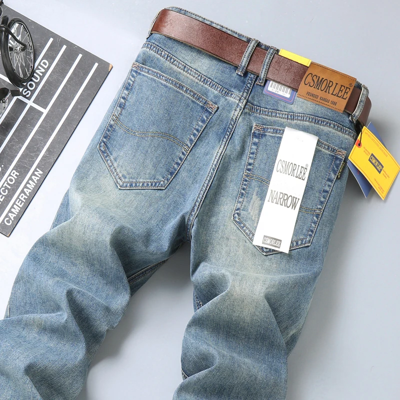 12 Style Option New Men's Stretch Regular Fit Denim Jeans High Quality Business Classic Trousers Male Black Blue Gray Pant 6
