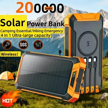 XIAOMI Solar Power Bank Wireless 200000mAh Grande capacità Ricarica rapida Batteria esterna Attrezzatura di emergenza per sopravvivenza all'aperto