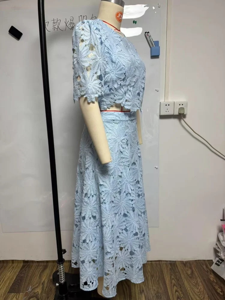 Wmstar two piece outfits women wholesale dress sets The new style hollowed out top sweet matching suit dropshopping S-3XL