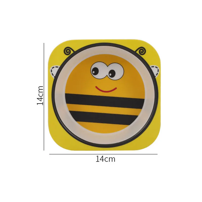 Bamboo Fiber Cartoon Toddler Plates - Fall-Proof Baby Feeding and Complementary Soup Bowls