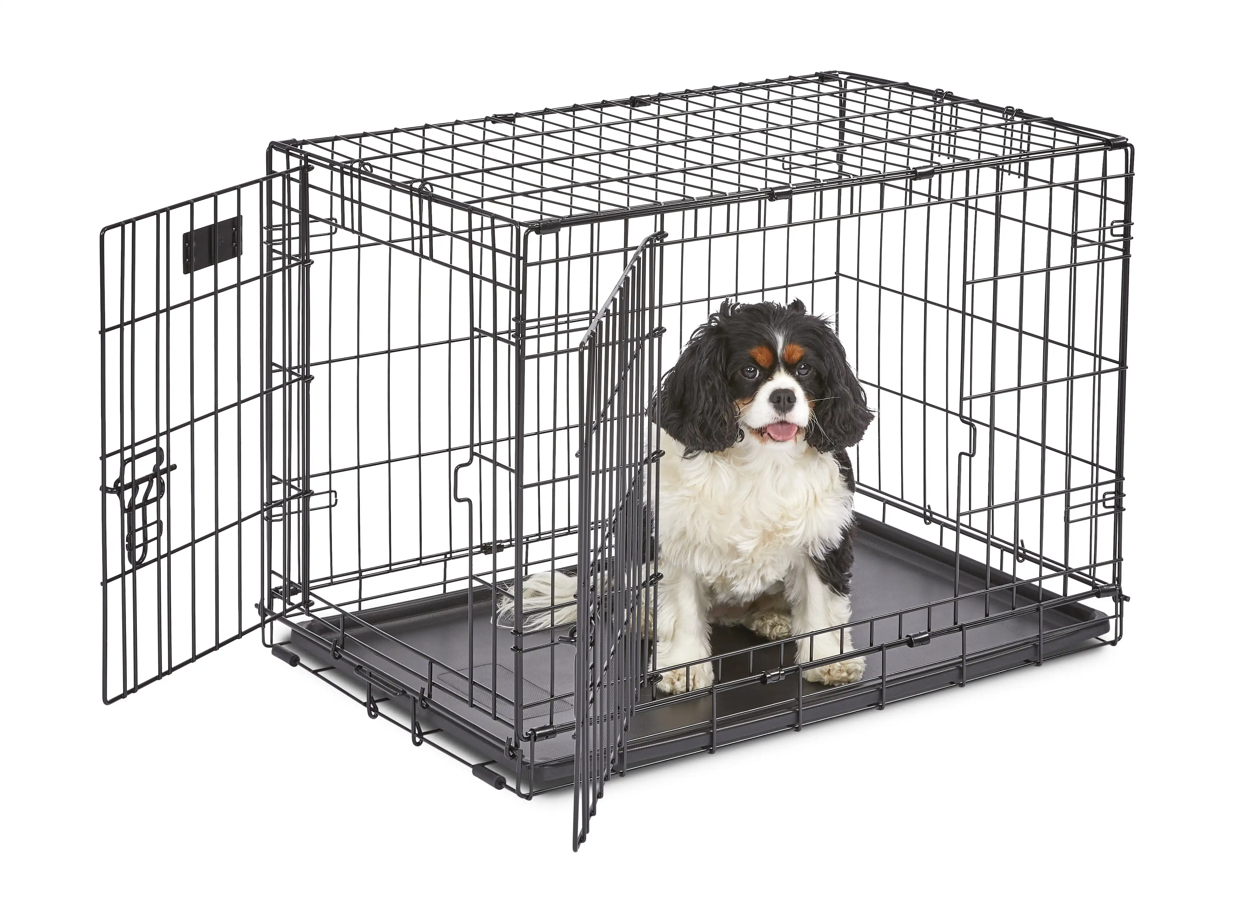 

Средний ящик для собак | MidWest iCrate 30 дюймов, двойная дверь, складной металлический ящик для собак | Фотоэлементы, защита пола ног и сковорода для собак