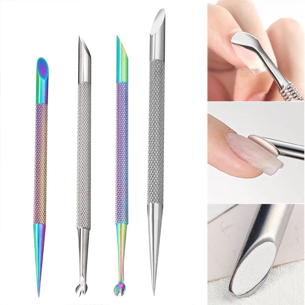 

1 Piece Double Ended Stainless Steel Beveled Steel Pusher Nail Remover Dead Skin Pusher Multi-Functional Art Nail Pen Tool