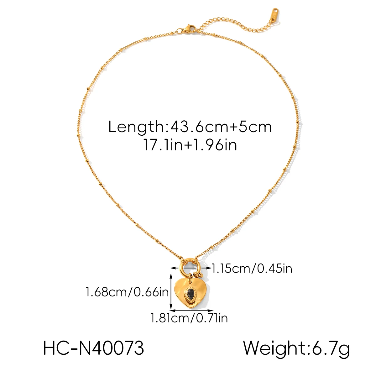 Vergoldeter schwarzer Emaille-Schmuck für Frauen, Herz-Stern-Quadrat-Anhänger, Halskette, Ohrringe, Ringe, hypoallergener Edelstahl, Geschenk – Detail 13