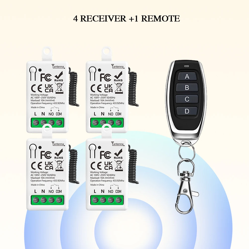 ตัวเลือกสินค้า รีโมทไร้สายควบคุมสวิตช์ไฟ 220V 10A สำหรับ DIY โคมไฟและโรงรถ