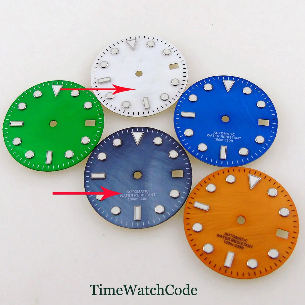 

29mm Shell Material Watch Dial Face Fit NH35/NH35A Movement Fit 3/3.8 o'clock Crown Date Luminous Blue/Green/White/Gray/Orange