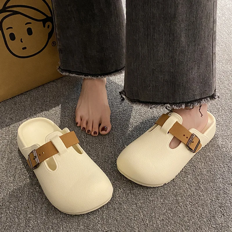 KIDMI New Women Clogs Slippers Soft EVA Garden Shoes Outdoor Waterproof Beach Sandals Light Cushioned Nonslip Shoes With Buckle 4