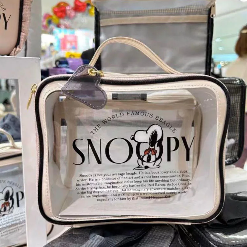 

2024 Miniso Snoopy косметичка кавайные Мультяшные Девушки Большая емкость косметичка Ins портативная дорожная сумка для мытья домашняя сумка для хранения