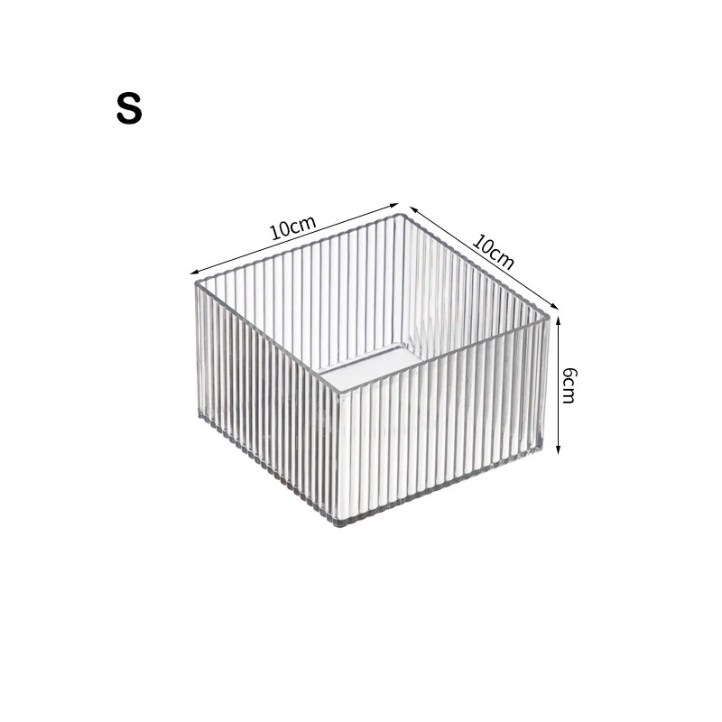 Stackable Clear Plastic Storage Box Vanity Kitchen Bathroom Drawer Divider Home Office Cosmetics Jewelry Utensils Organizer Tray