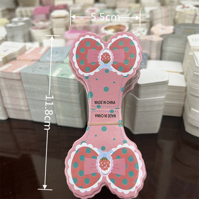 Kraft Paper Packing Tag Cards for Handmade Hair Jewelry Display Cute Bear Cat Face Stamp Paper Hairband Hanging Price Tag