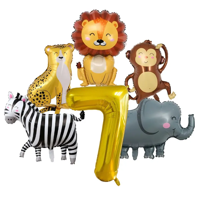 Dschungeltier-Ballons Riesige Affen-, Löwen-, Tiger-, Giraffen-Folienballons Hintergrundvorhänge Kindergeburtstag Party-Dekor Zubehör – Detail 33