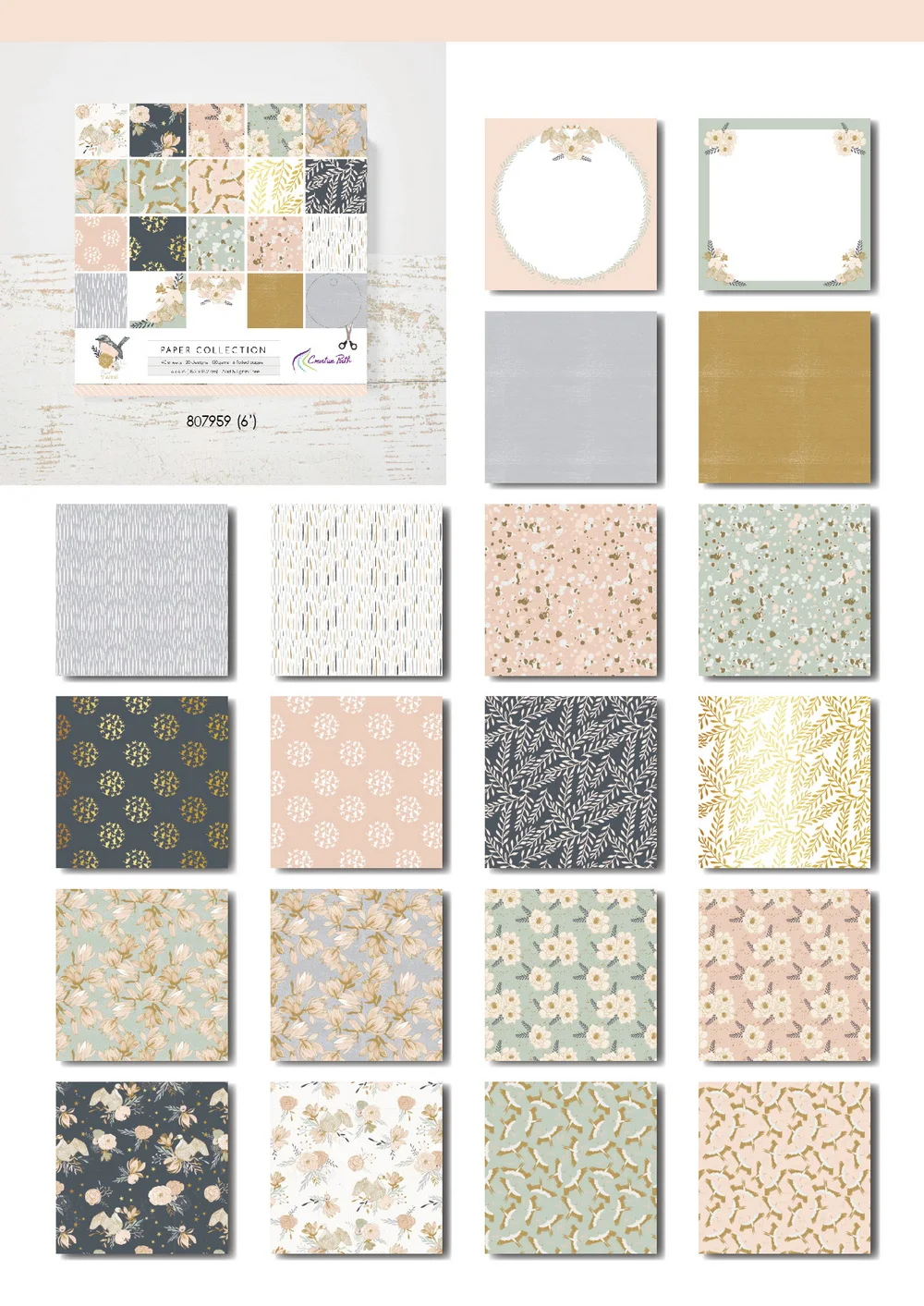 Creative Path 6 Zoll Scrapbooking-Dekorpapier mit Herbstblumenmuster, Journaling-Hintergrundpapier für Origami, DIY-Kartenherstellung – Detail 2