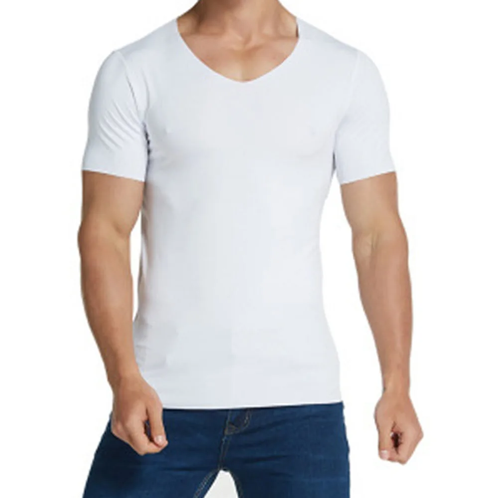 Mens Silk Breathable Short Sleeve Slim Fit Tshirts