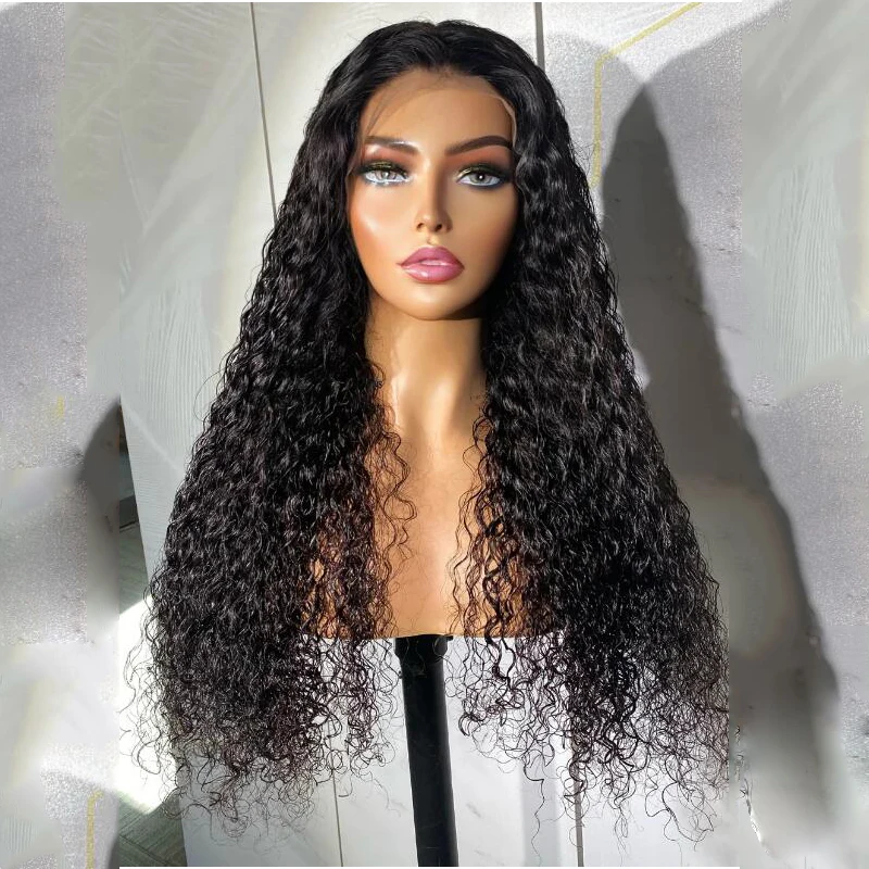 

Middle Part Preplucked Glueless 26" 180%Density Long Black Kinky Curly Lace Front Wigs For Women Baby Hair Heat Resistant Daily