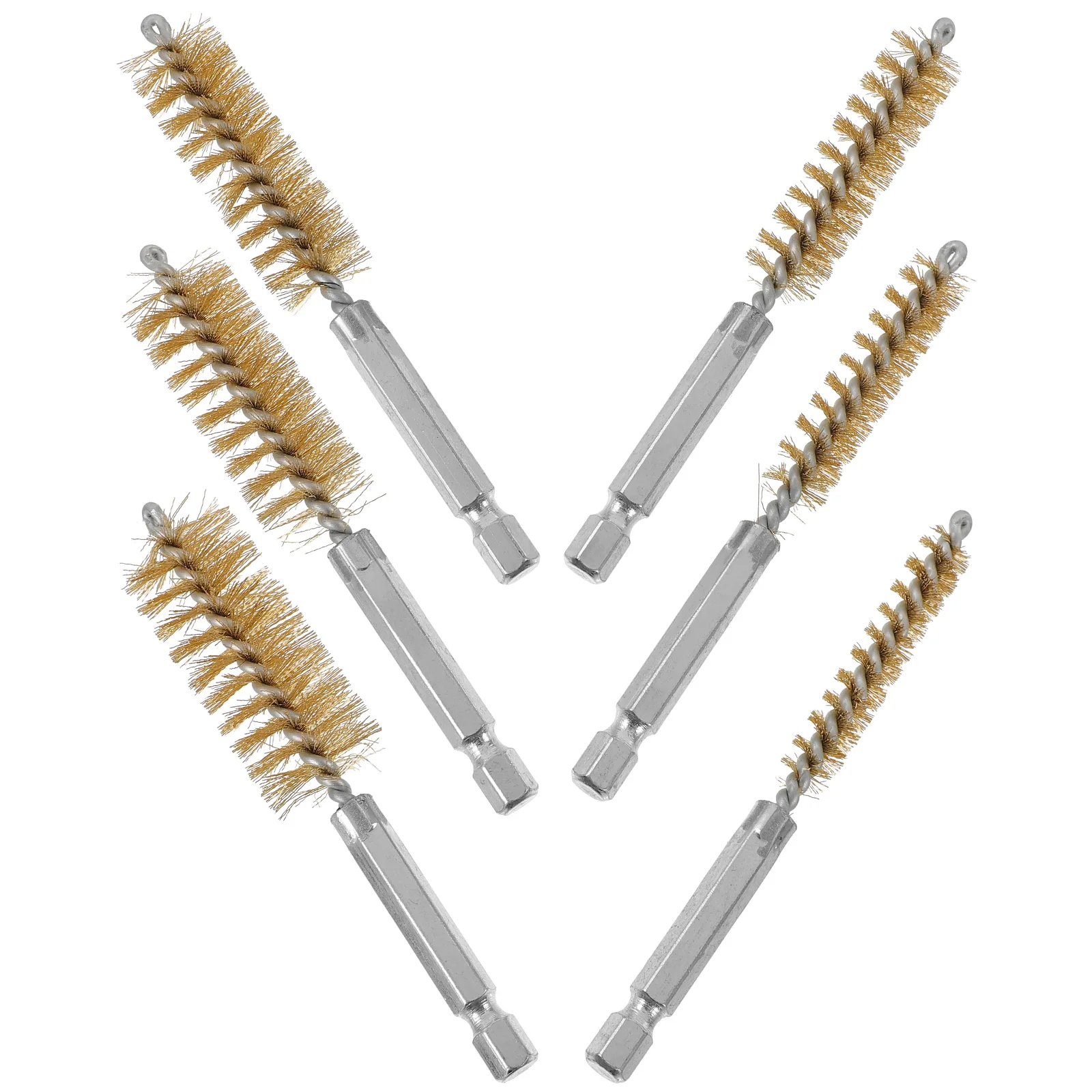 

6 Pcs Wire Brush Stainless Steel Copper Hole Drill Bit Iron Attachment Bore for