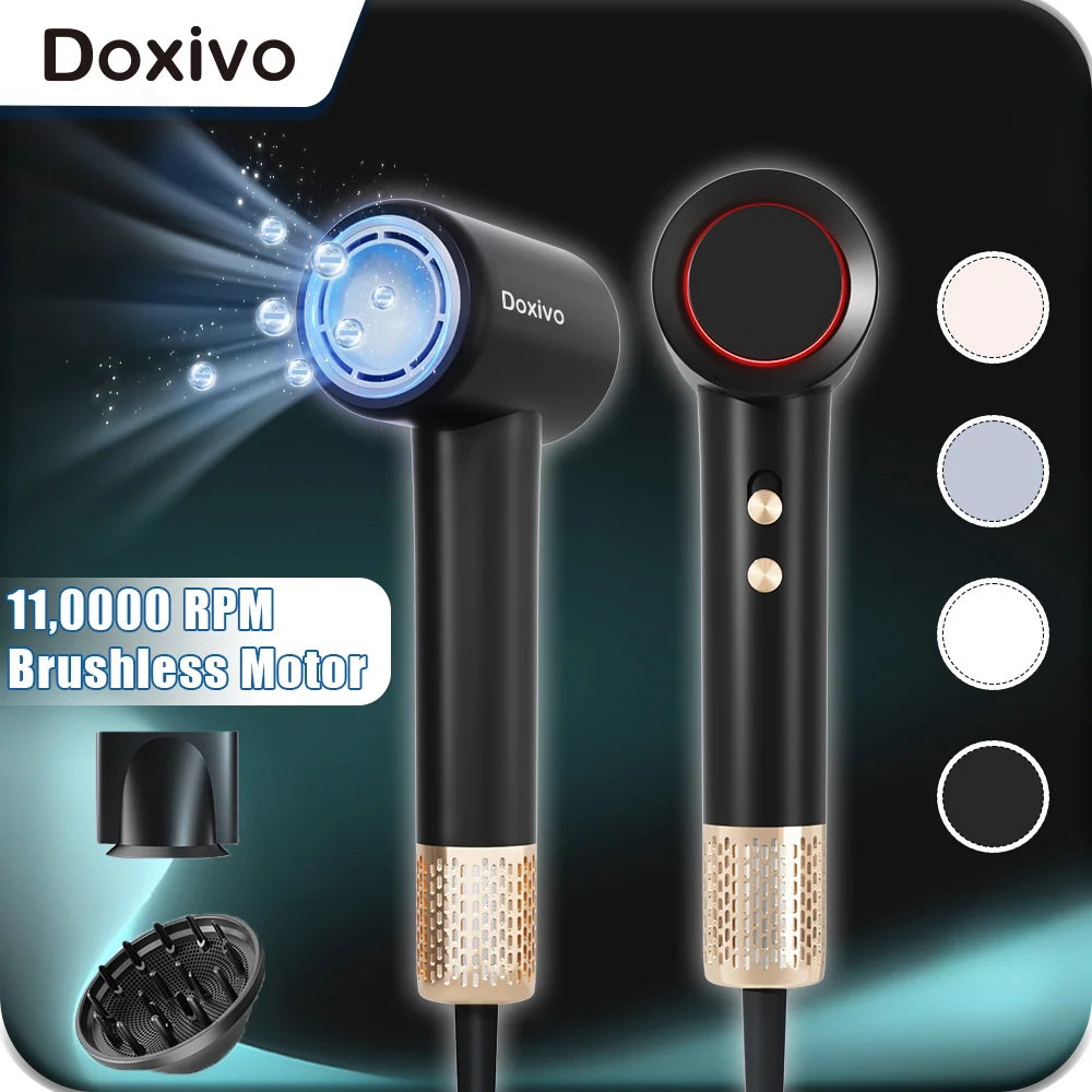 Doxivo High-speed Hair Dryer 1500W Lightweight Powerful Brushless Motor Low Noise Quick Dryer Negative Ionic Blow Dryer