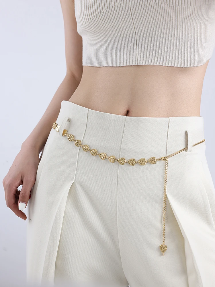 

Waist Chain Love Vintage Fashion Elastic Metal Womans Plus Size Belt For Dress Vintage High Waist Chain for Women Body Harness