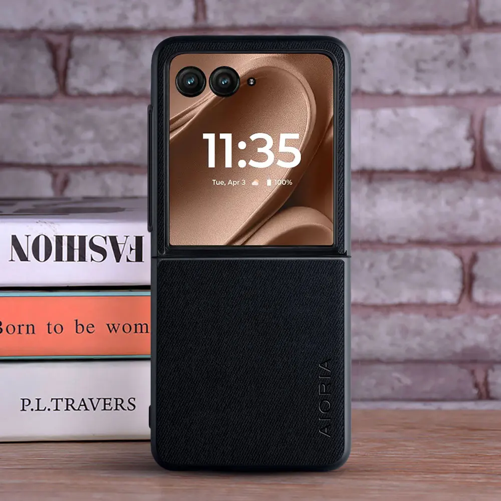 Stylish Textile Leather Case with Soft TPU and Hard PC Material - 3-in-1 Design