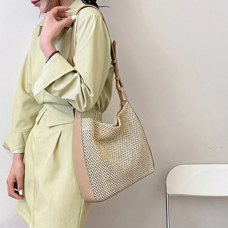 

Повседневные женские маленькие соломенные сумки, новинка 2023, летние женские дорожные тоуты, сумки через плечо, кошельки и сумочки, женские пляжные сумки на плечо