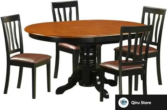 5-Piece Oval Dining Table Set with 4 Chairs 1