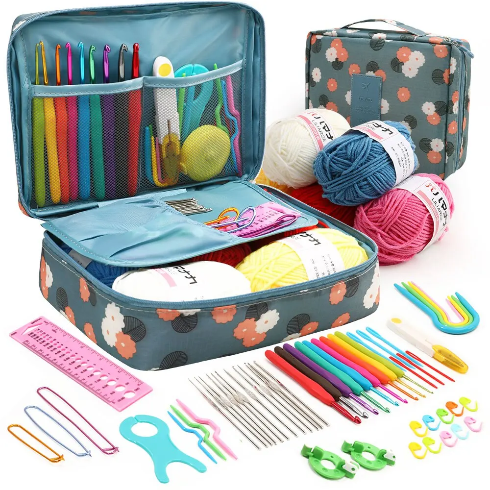 Beginner Crochet Kit with Multi-Color Portable Storage