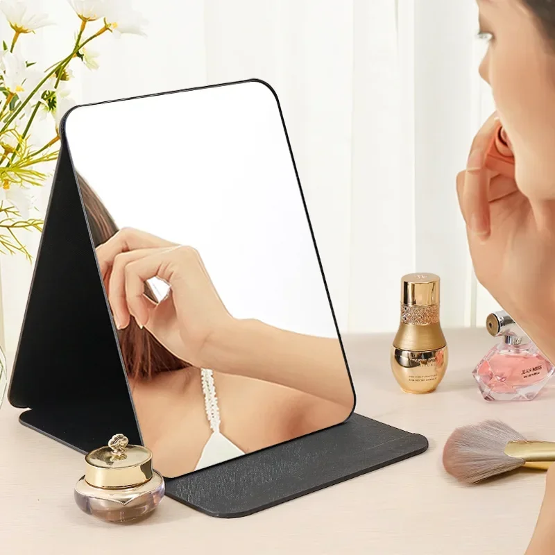 Folding Makeup Mirror High-quality Portable Desktop Makeup Mirror Single-side Creative Women Solid Color Standing