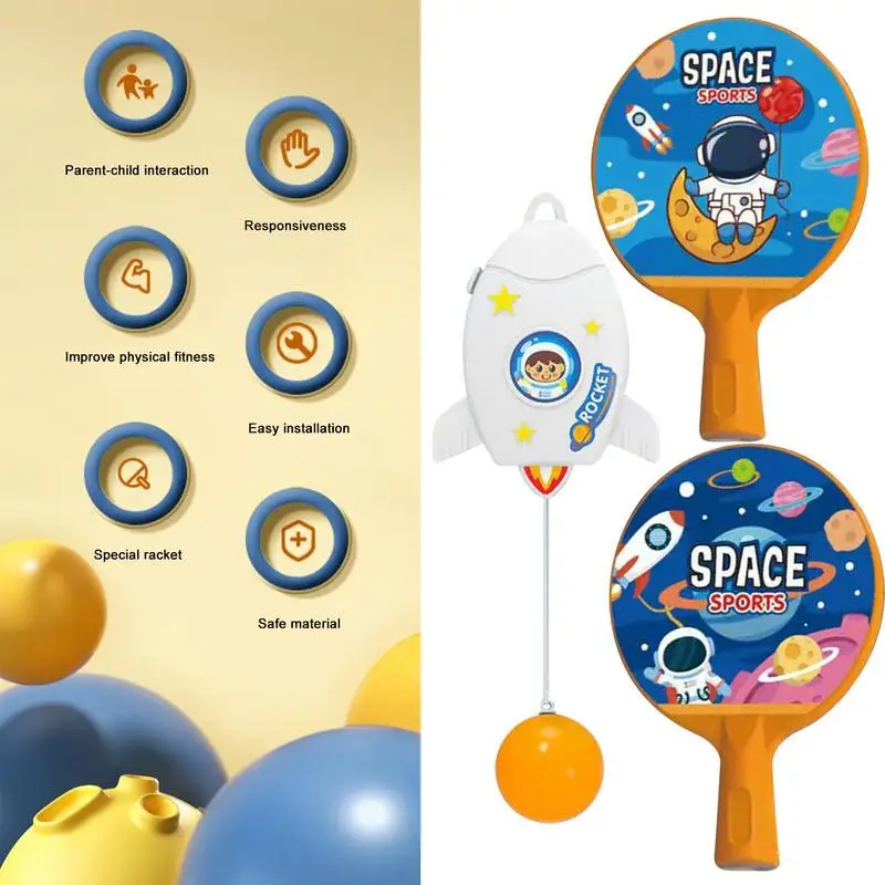Table Tennis Trainer Hanging With Racket Mini Badminton Tennis Ball Parent-child Interactive Game Indoor Outdoor Kids Sports Toy