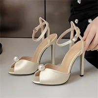 Eilyken Sexy String Bead Open Toe Sandals Woman Ankle Buckle Strap Stiletto Heels Party Prom Shoes Summer Pumps Zapatos Mujer - Image 3
