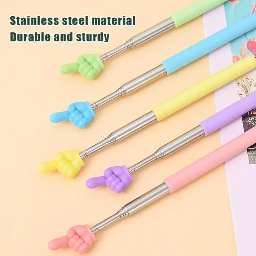 1pc Stainless Steel Rod Finger Design Teaching Stick Teaching Pointer Telescopic Classroom Finger Pointer Teachers Supplies