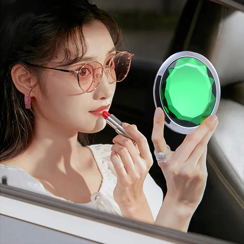 

Luxury Crystal Makeup Mirror Portable Mini Round Pocket Vanity Mirrors Gold Silver Pocket Mirror Making Up for Personalized Gift