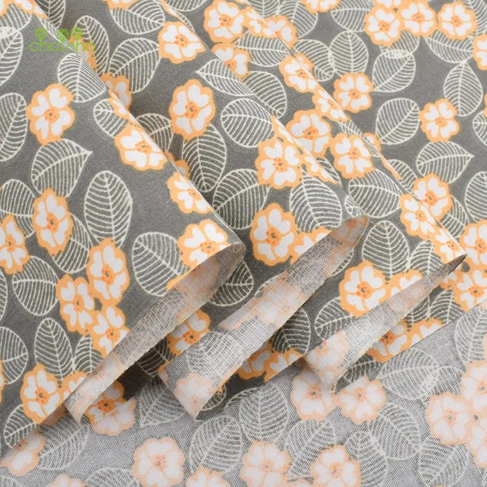 Chainho,Printed Twill Weave Cotton Fabric,DIY Sewing Quilting Material,Patchwork Cloth,8 Designs Brown Series,2 Sizes,15C327
