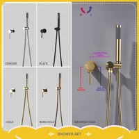 Brushed Gold Round Handheld Shower Set With Hidden Hot And Cold Water Mixing Valve Bathtub Shower Water-Saving Handheld Shower 1