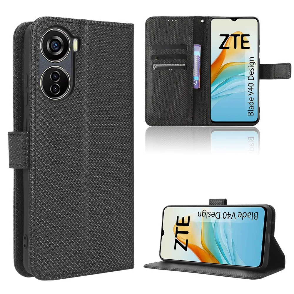 Per Zte Blade V50 Design 5G Luxury Flip Diamond Pattern Skin Pu Leather Wallet Stand Case Per Zte V50 Design 5G Phone Bag