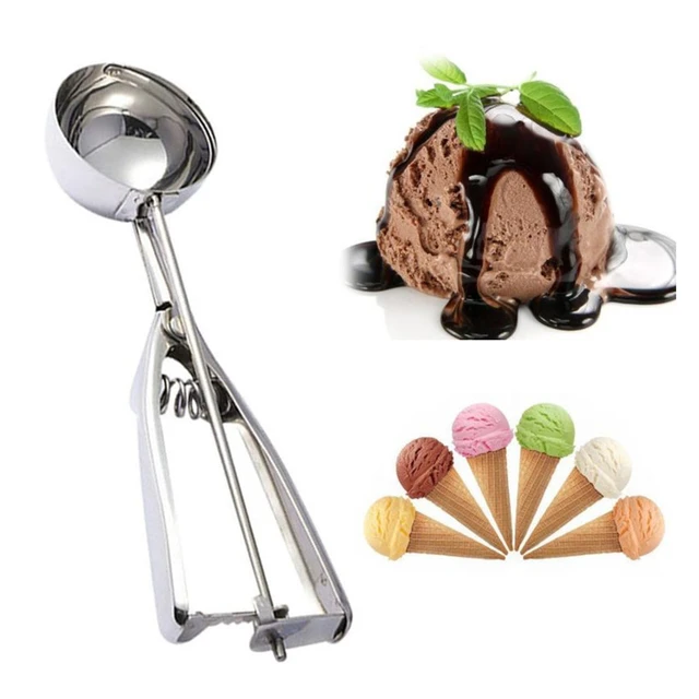 4/5/6cm Ice Cream Scoop Stainless Steel with Trigger Cookie Scoop Spoon  Frozen Cooking Tools Ice Cream Decorating Tool 3 Size - AliExpress