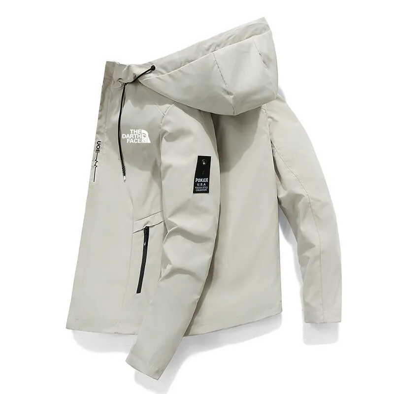 Men's hooded jacket, fashionable brand trench coat, casual, zippered, tight fitting, spring and autumn, 2024 novelty