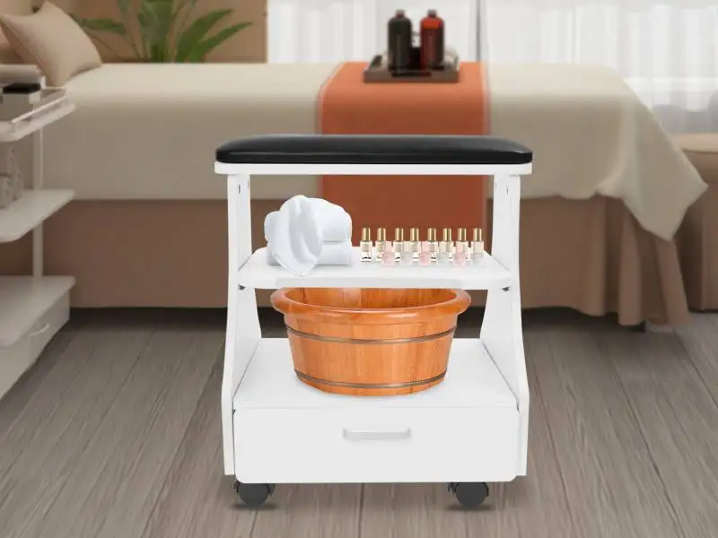 Pediküre-Fußstütze mit Rollen, Fußhocker mit Rollen, Pediküre-Fußstütze, Tragfähigkeit 50 kg, ideal für Schönheitssalons – Detail 6