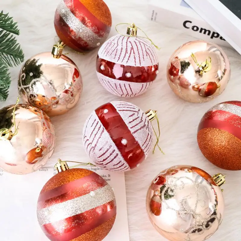 

Christmas Painted Balls Xmas tree ornaments 6cm 8cm Christmas Tree Decor String Shatterproof Hand Painted Christmas Balls
