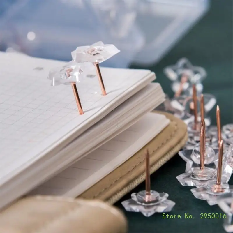 Push pins 100pcs box Pentacle Shape Markers Drawing Photo Wall Studs Cork Board Pins Transparent Push Pins Photo Thumb Maps Thumbtack