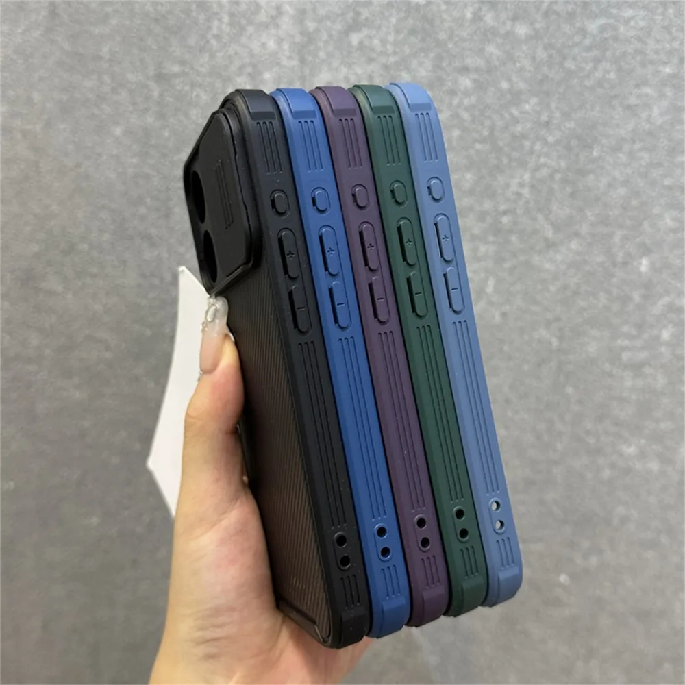 Luxury Slide Camera Magnetic Armor Case with Wireless Charging Capability
