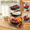 3 Tier Fruit Basket, 1 Count Large Capacity Tiered Fruit Basket Stand, Bamboo Fruit Basket Fruit Tray Snack Nuts Bread 3