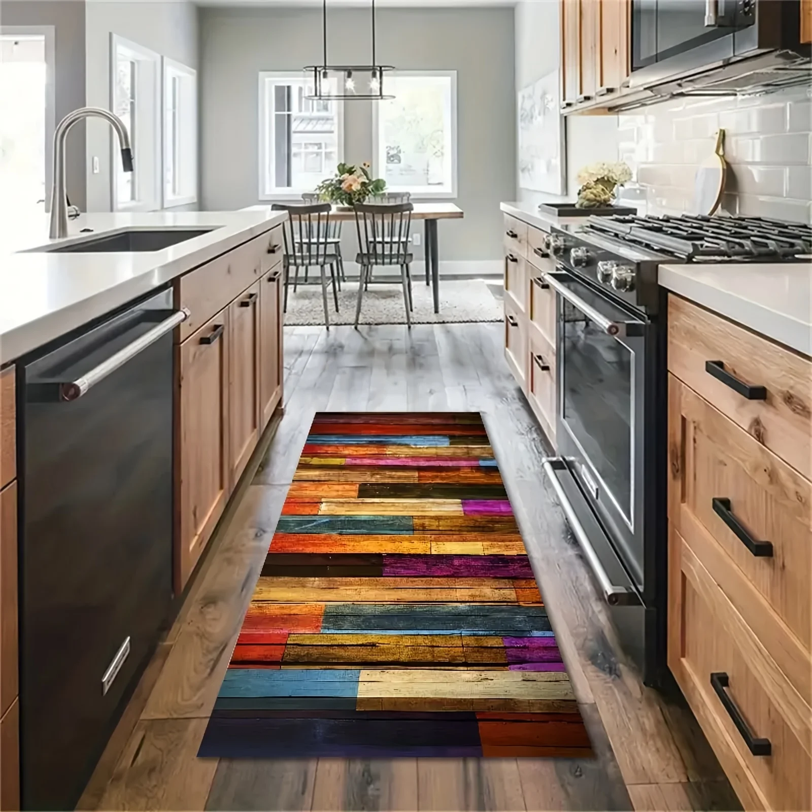 VIKAMA Rich Color Teppich Regenbogen Bodenmatte Langer Teppich Läufer Teppich Küchenteppich Wohnzimmer Schlafzimmer Teppich Nachttisch Decke Home De – Detail 4