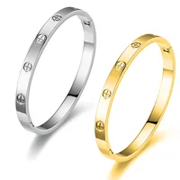 New Design Women Men Couple Jewelry 18K Rose Gold Bracelet Titanium Stainless Steel Gold Plated Cross Bracelets Bangles 1