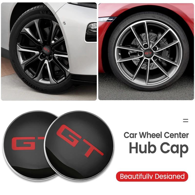 60mm Car Modification GT Emblem Wheel Center Hub Cap Badge Sticker