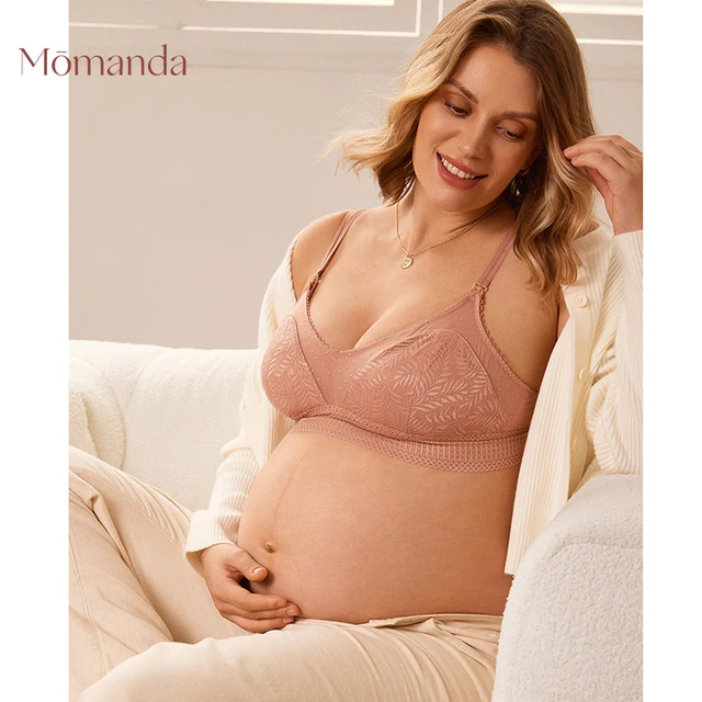 MOMANDA Lace Breastfeeding Maternity Nursing Bra For Pregnant Women Lightly  Padded Wireless Double Strap Lingerie S-XL - AliExpress