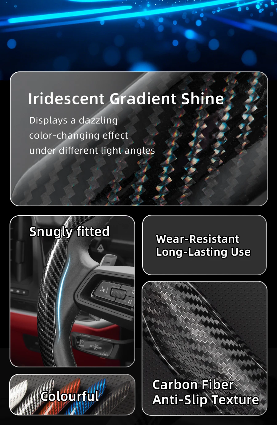 Passend für Lexus Carbonfaser-Lenkradabdeckung mit segmentiertem Schnellverschluss-Design, langlebig, für Modelle wie Rx Nx Es Gx Lbx Ux Is Rz Lx Tx Ls Lc Lm, erhältlich in Schwarz, Blau, Rot, Silber und Weiß – Detail 4