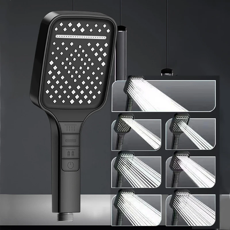 Shower Head 7 Modes Large Shower Head Adjustable One Key Stop Bathroom High-pressure Water-saving Shower Mixer Nozzles Bathroom Accessories