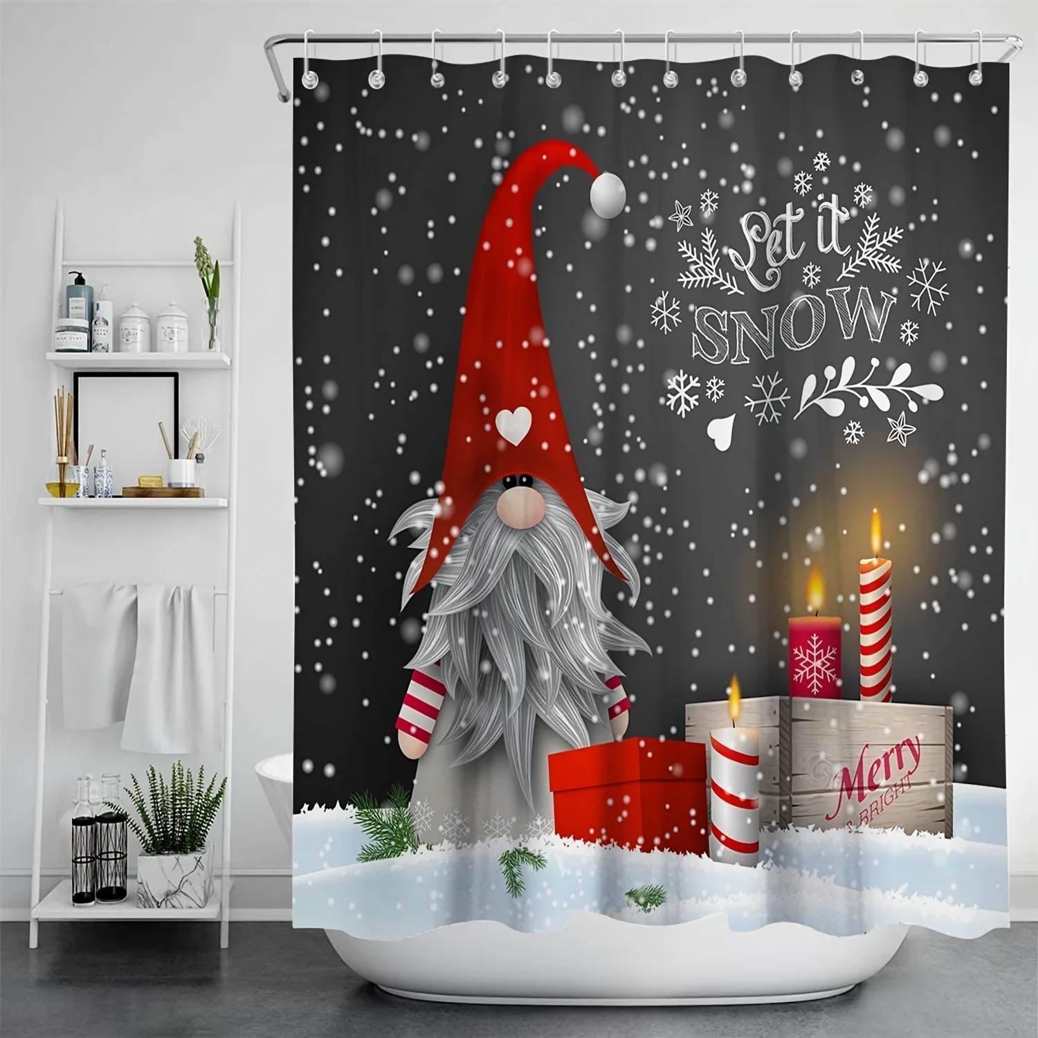 

Free Shipping Cute Christmas Snowflake Pattern Shower Curtain - Add a Festive Touch to Your Bathroom Outside House Decor 1PC
