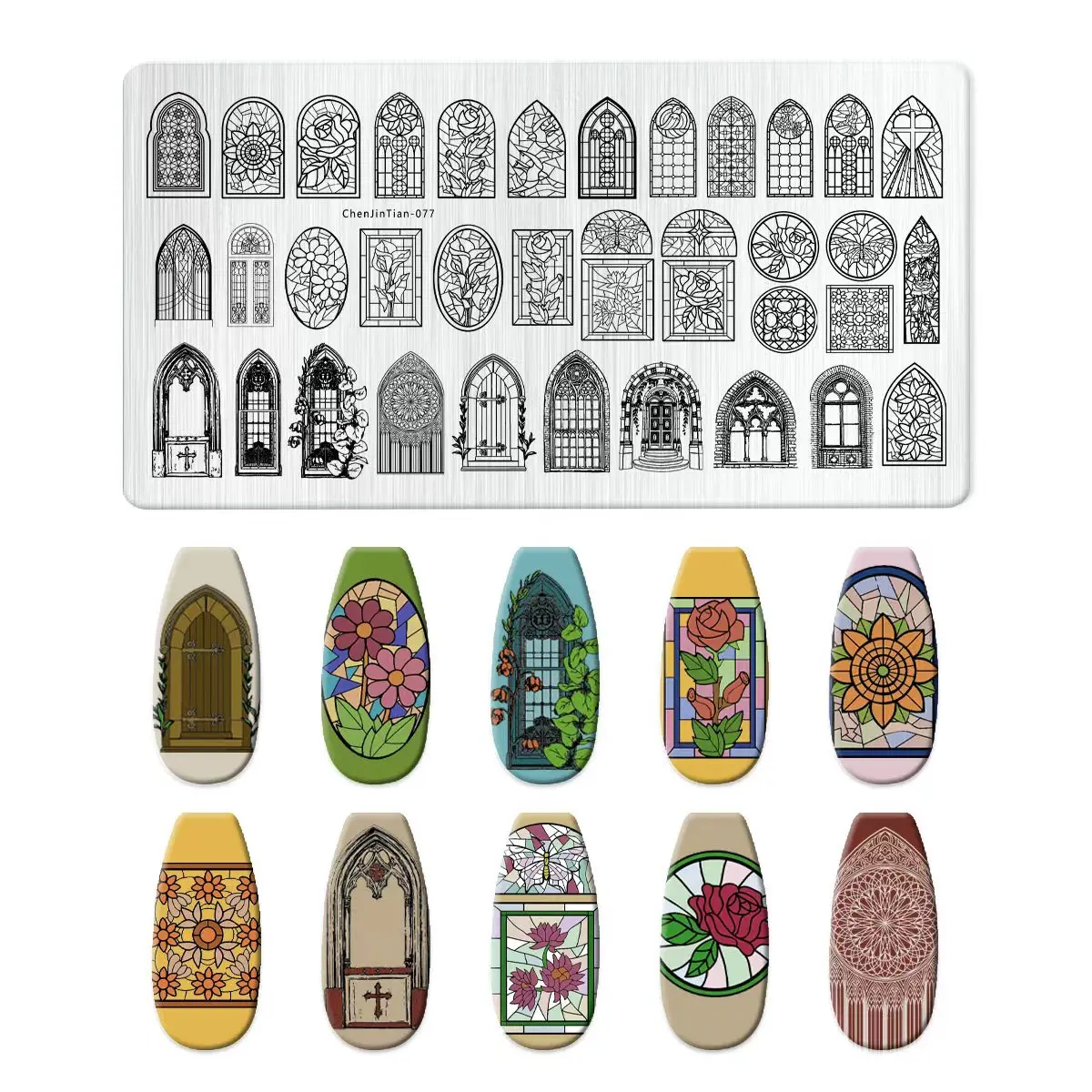 Nail Art Templates European architectural pattern angel priest Flower Geometry Stamping Plates DIY Image Printing Stencil Tools 5