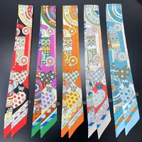Match Colors For Women Belt Lock Chain Elegant Skinny Head Neck Silk Satin Small Bag Decoration Ribbon Scarf 1