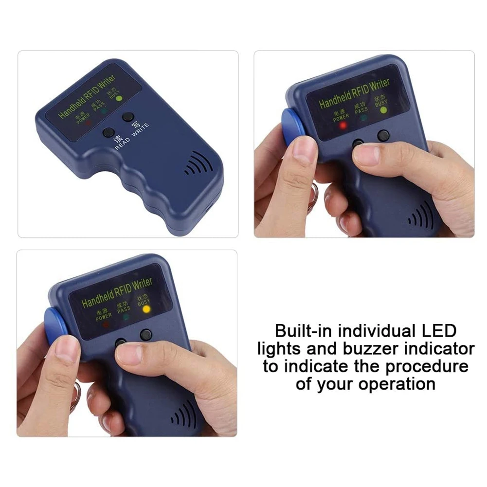 A55T 휴대용 125Khz RFID ID 카드 리더기(5개 라벨 포함)는 EM4100/EM410X를 지원하여 출입 통제에 사용 가능합니다.