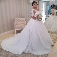 vestido de casamento Wedding Dress Plus Size Illusion Long Sleeve Pearls Beading Appliques White Bridal Gowns vestido de noiva - Image 3
